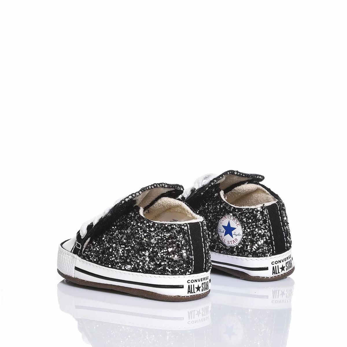 Scarpe neonata glitter nere ideali per outfit abbigliamento premaman elegante