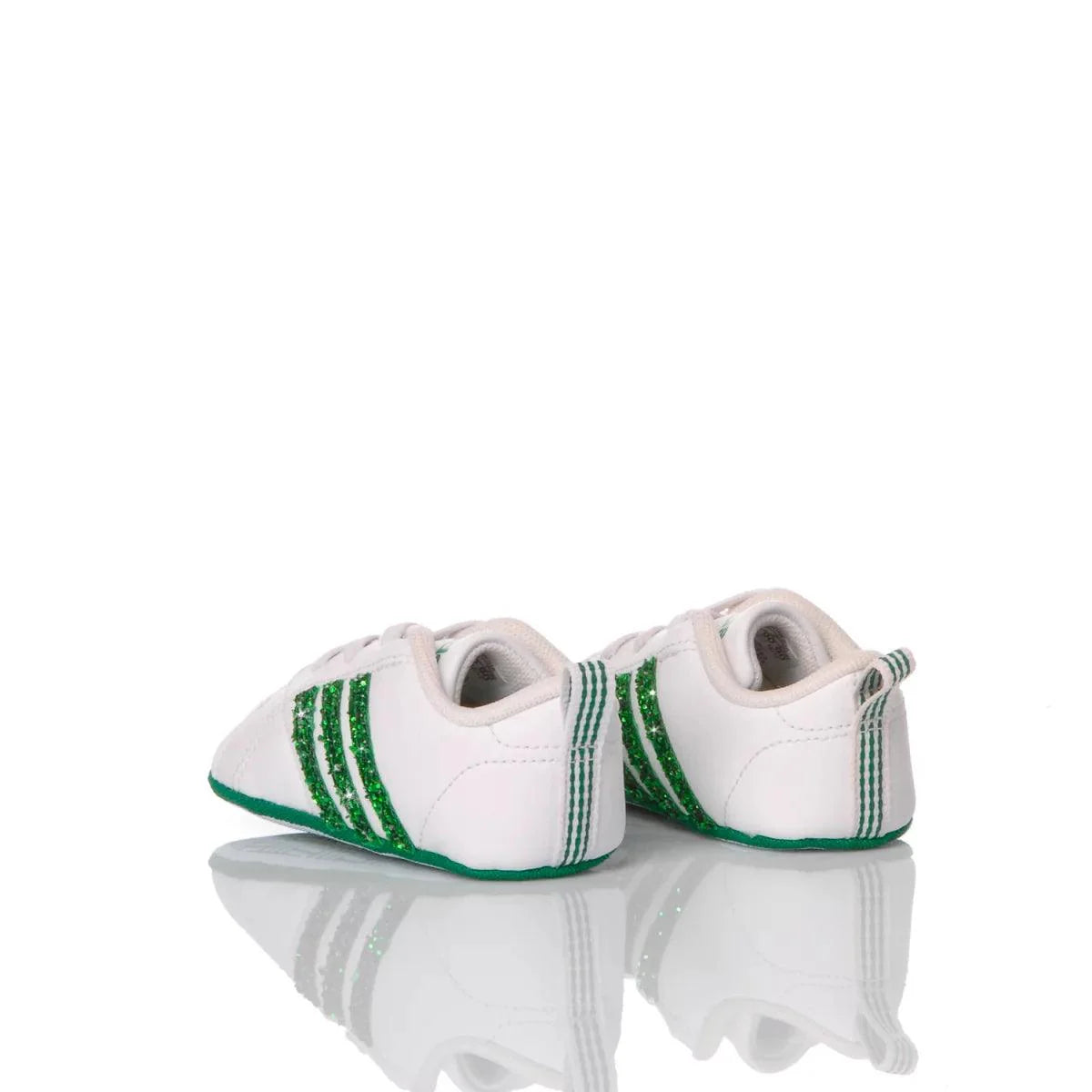Scarpine neonato bianche con dettagli verdi, accessorio abbigliamento premaman