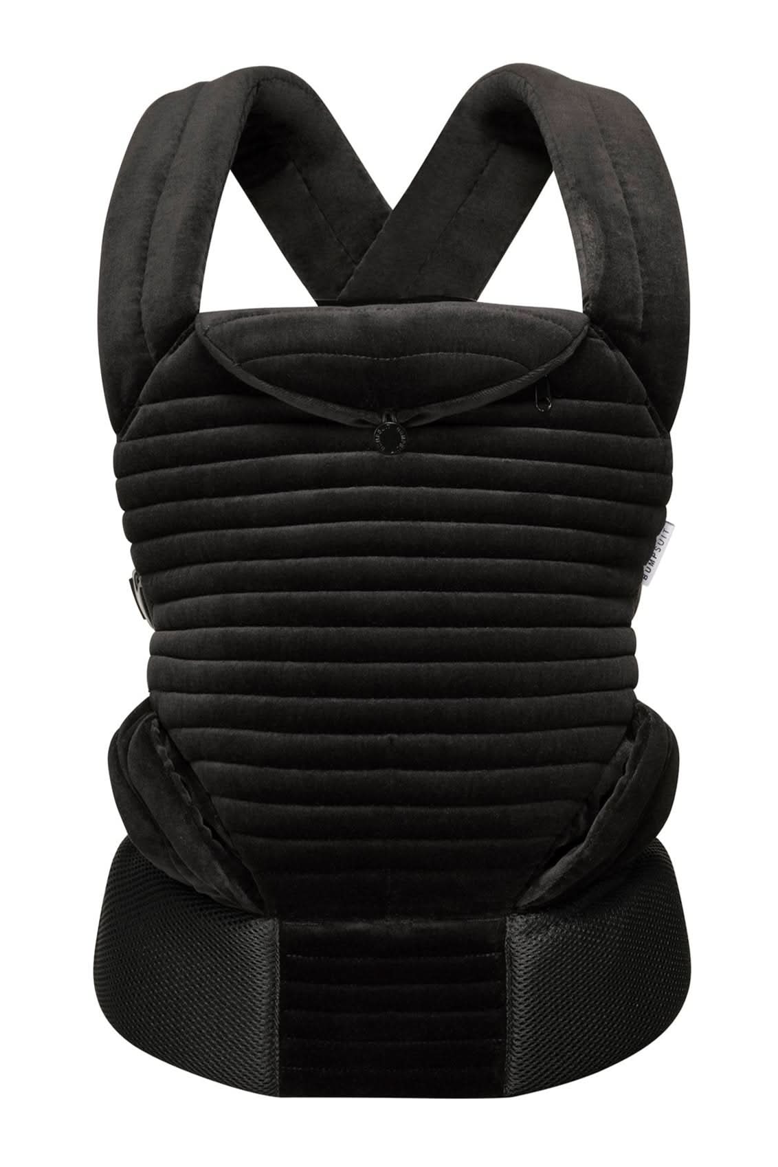 Marsupio nero imbottito per neonato, accessorio premaman comodo ed elegante