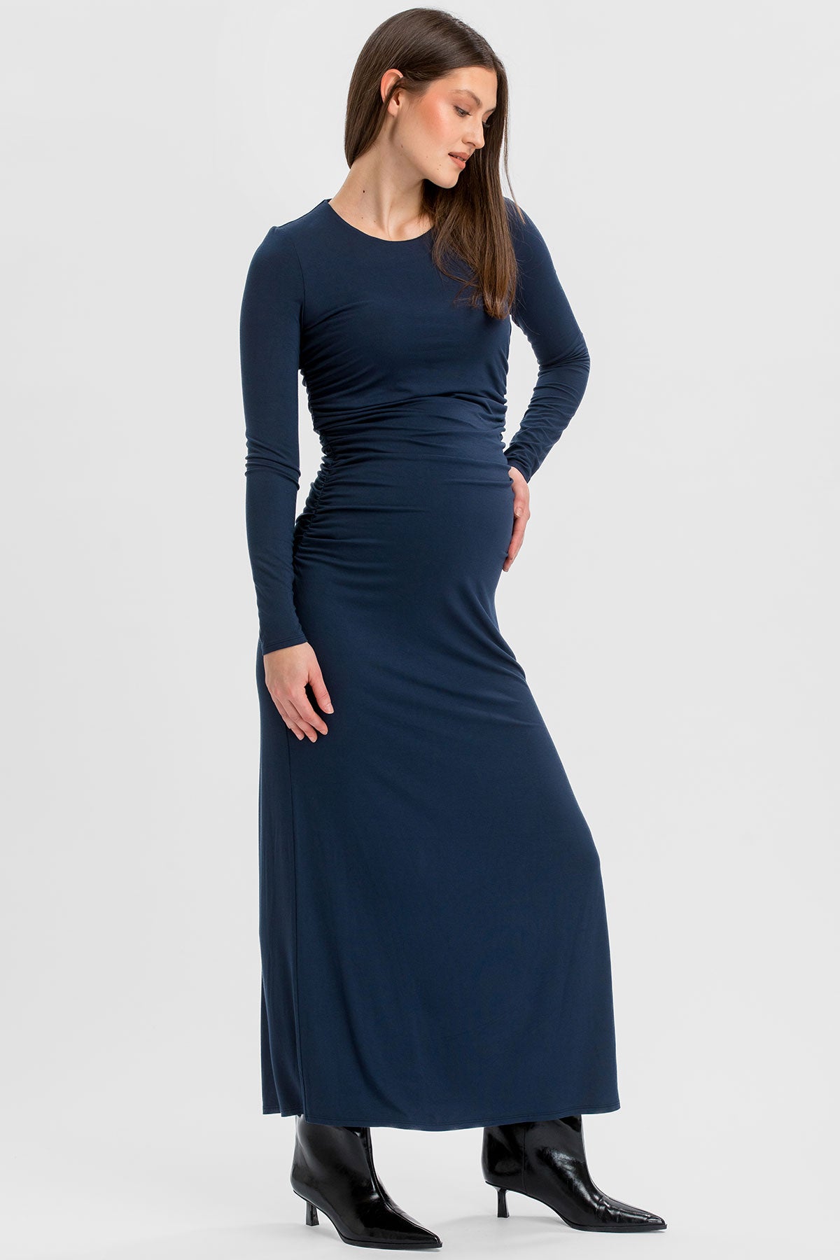 DAPHNE | Indigo Maternity Dress in Soft Bamboo Jersey