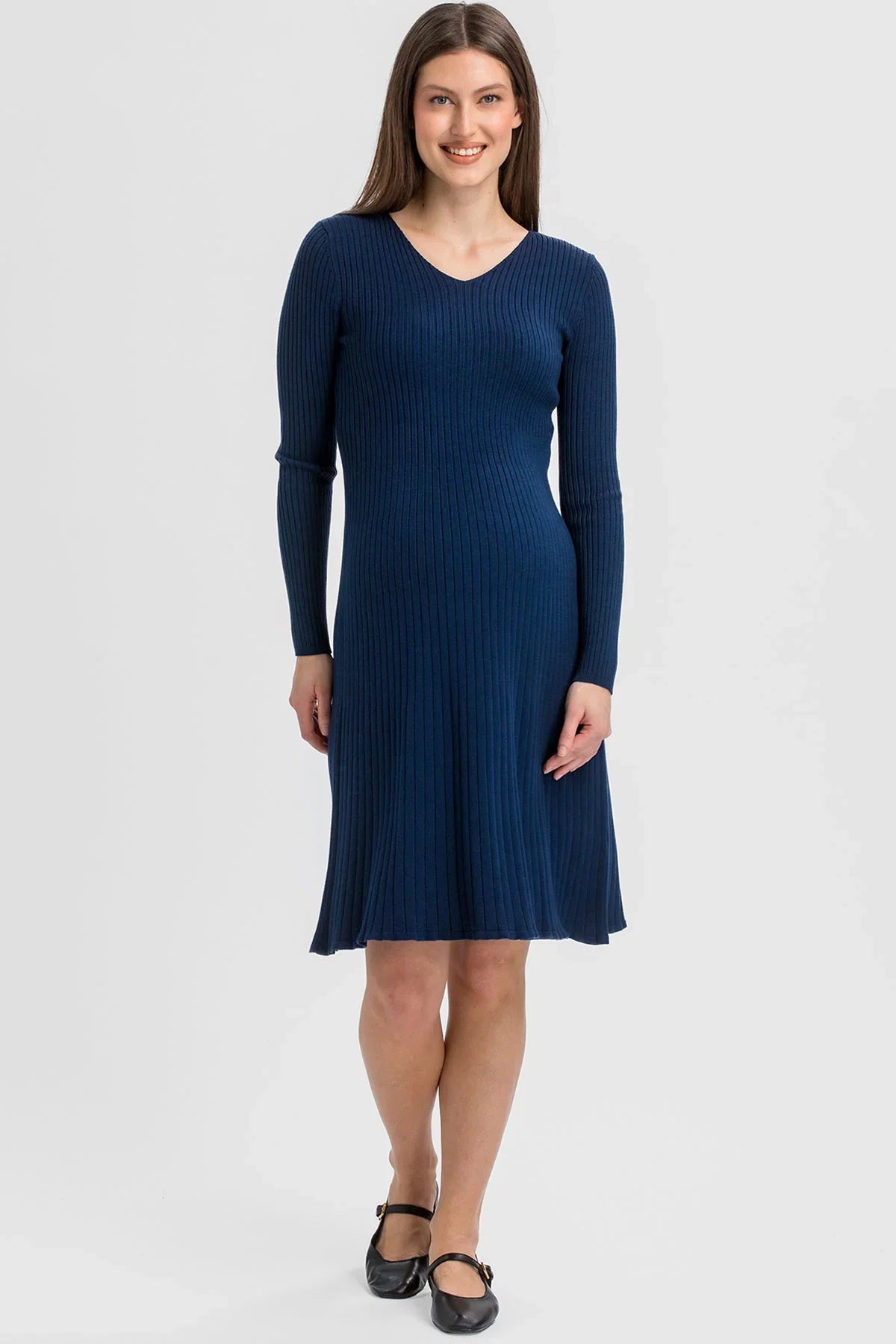Abito Premaman Navy Svasato con Scollo a V