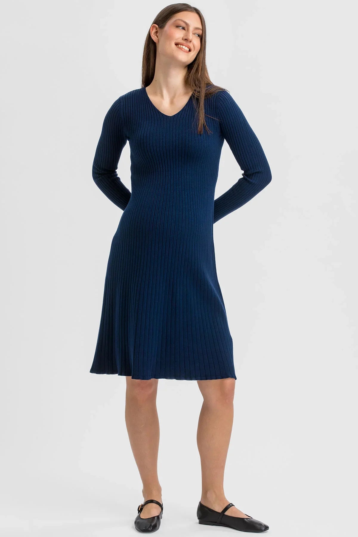 Abito Premaman Navy Svasato con Scollo a V