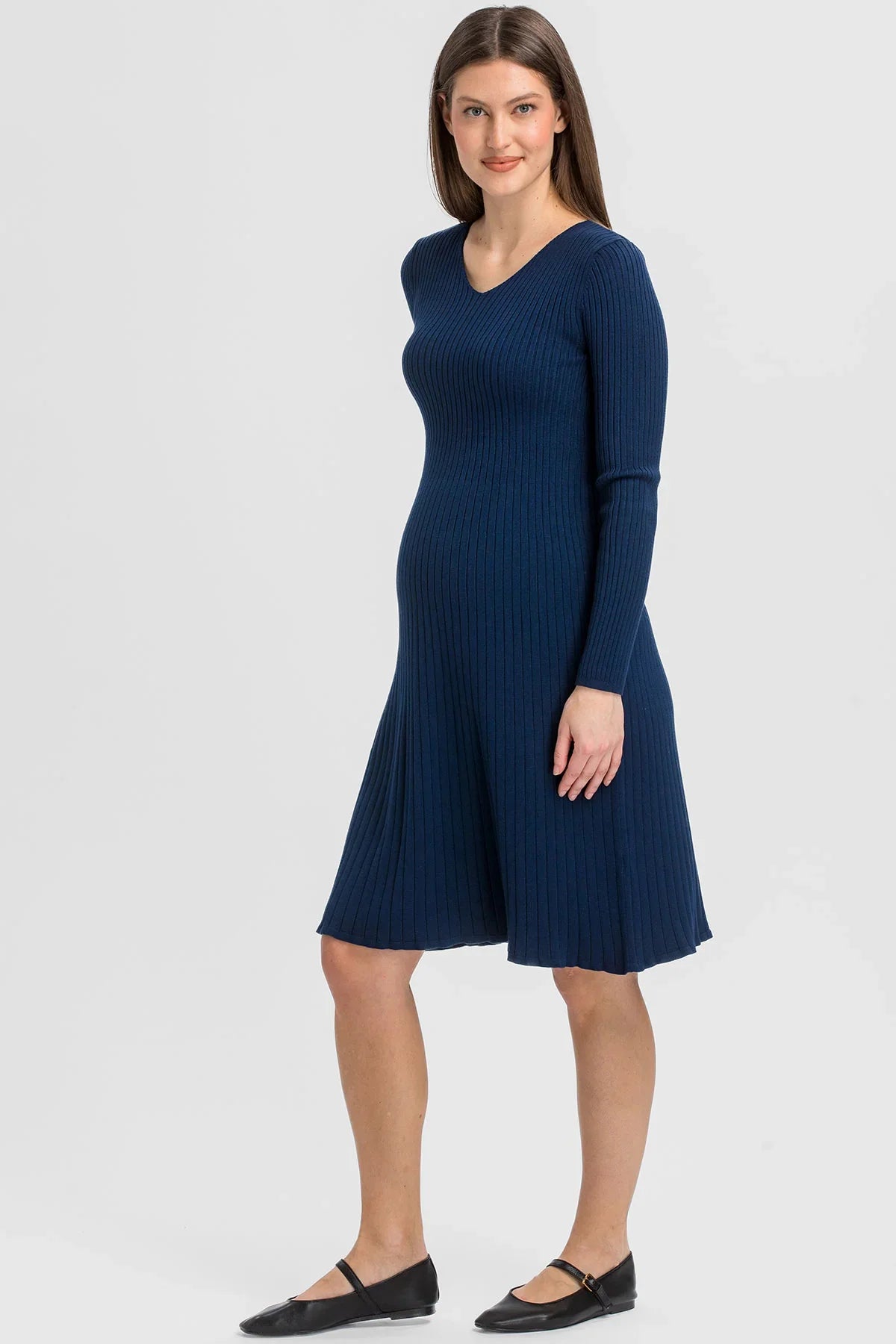 Abito Premaman Navy Svasato con Scollo a V