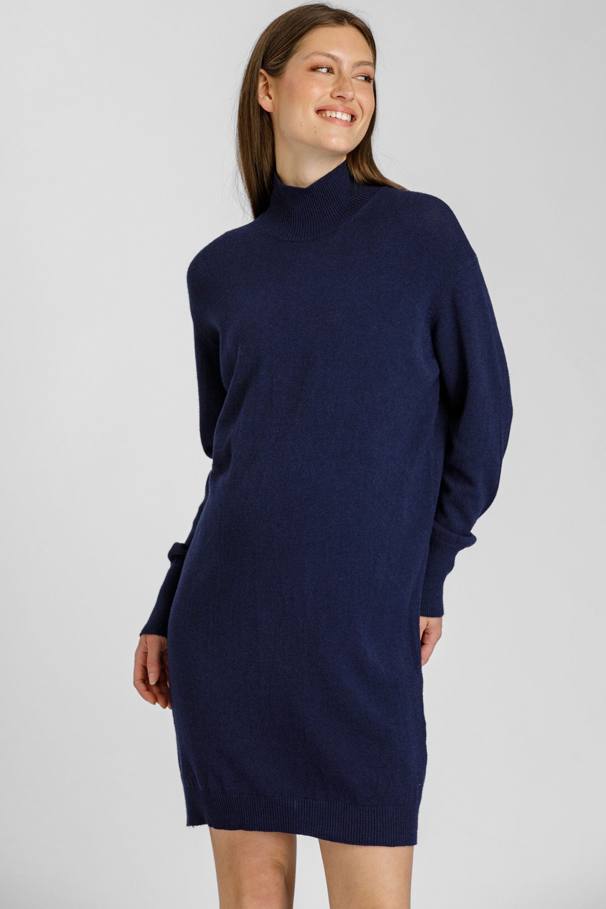 FELICIA | Mini Abito Premaman Navy con Maniche Lunghe