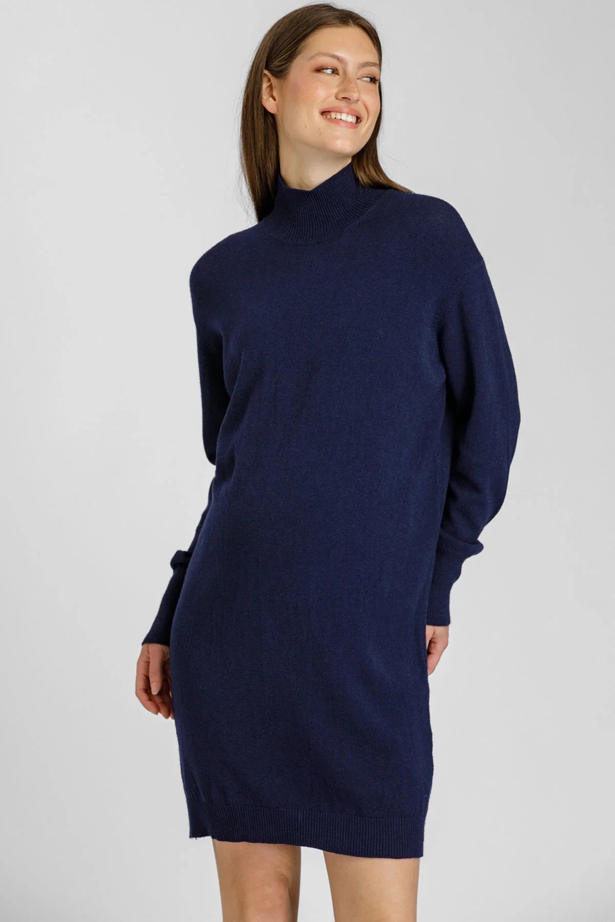 Mini Abito Premaman Navy con Maniche Lunghe