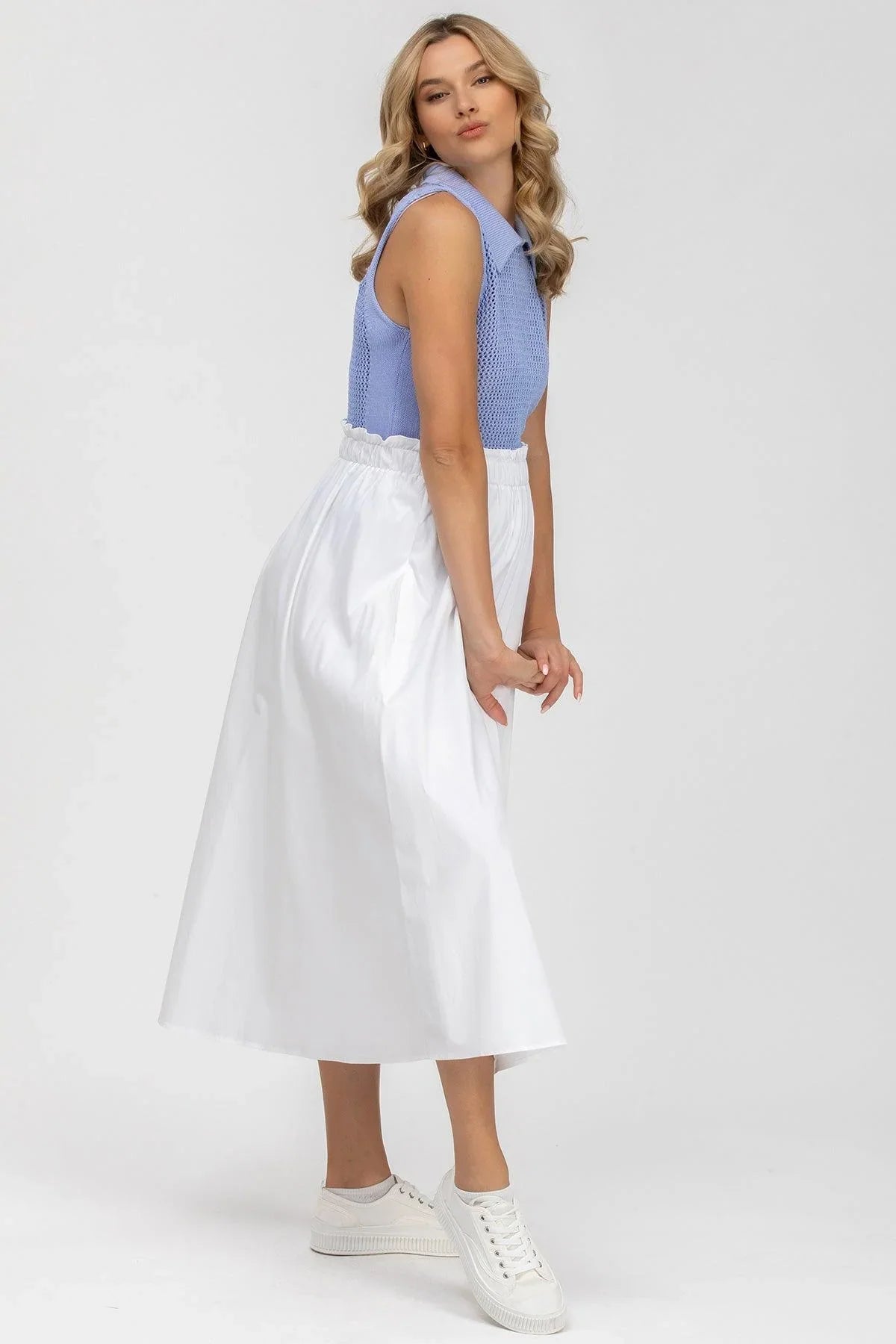 OLIVIA | Gonna Premaman Midi Bianca in Cotone - Pietro Brunelli