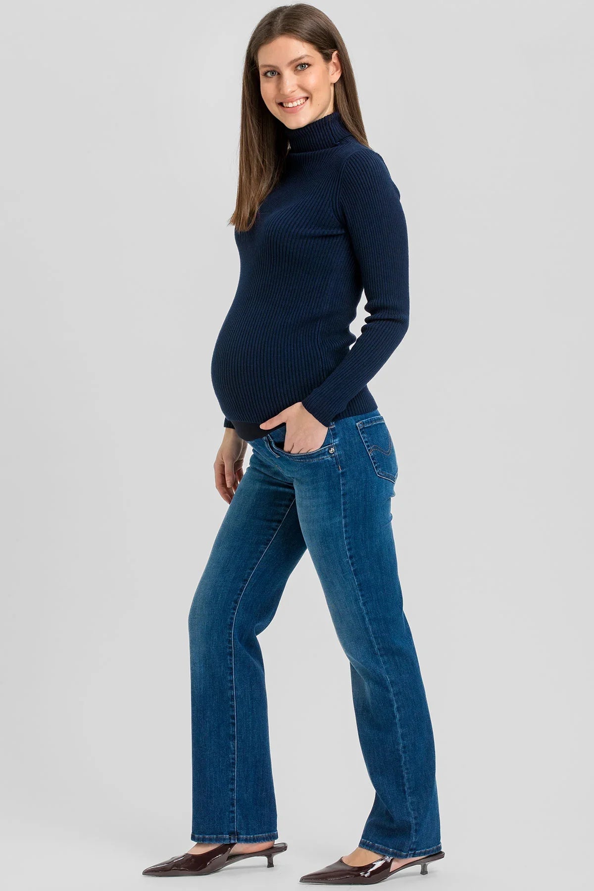 Jeans premaman a gamba dritta