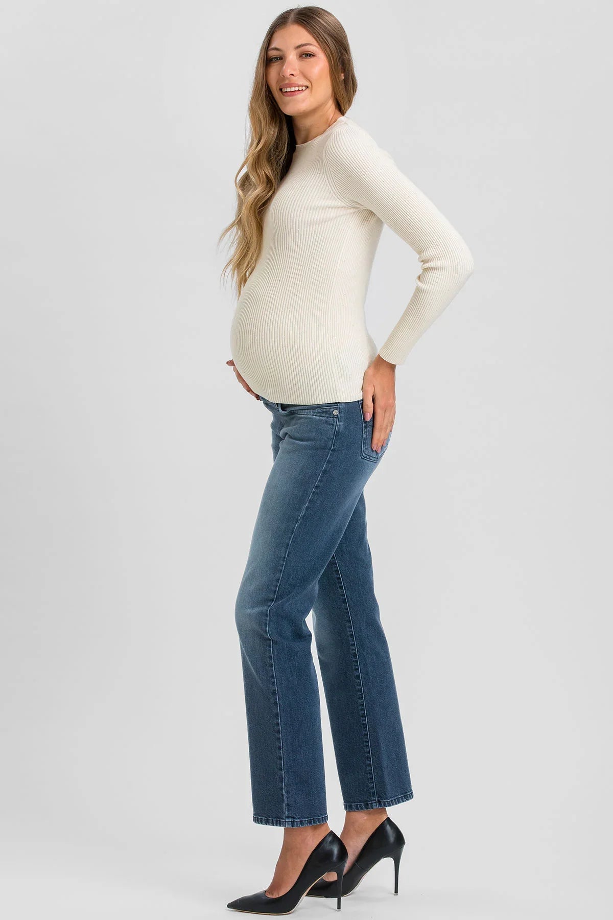 Jeans Premaman con fascia elastica a Gamba Dritta