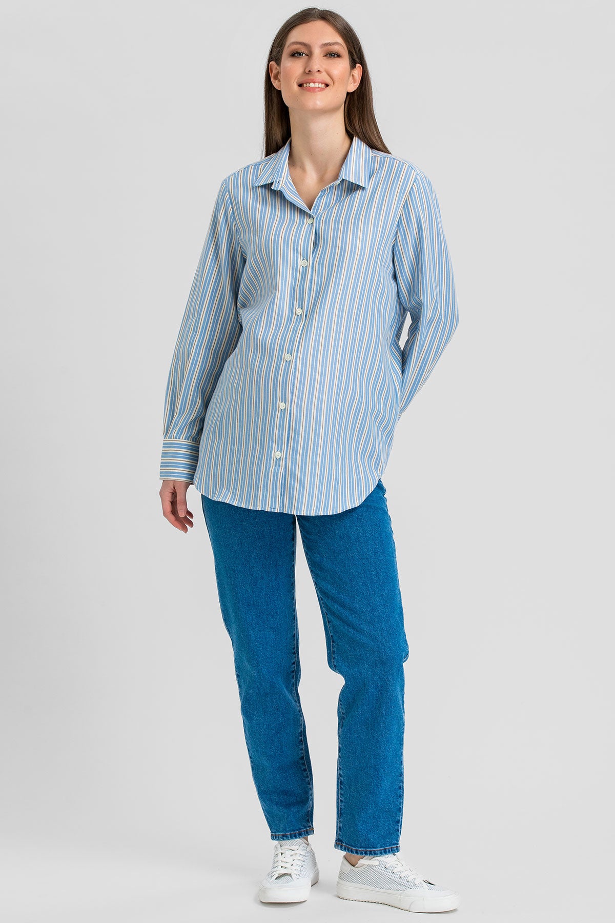 Jeans premaman blu a gamba dritta