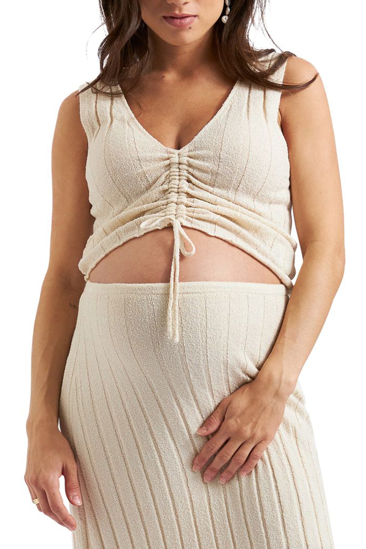 MISHA | Top Premaman Beige Senza Maniche