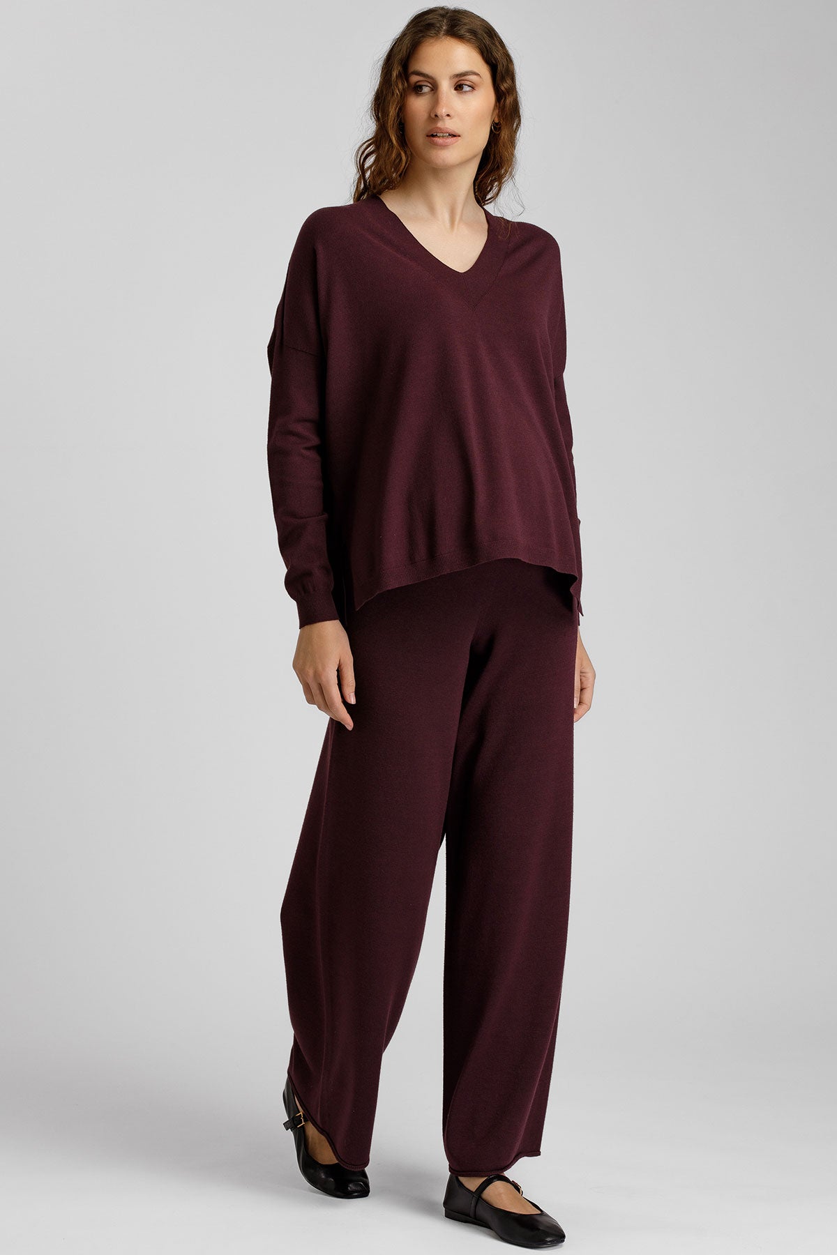CAMELIA | Maglia Premaman Bordeaux con Scollo a V