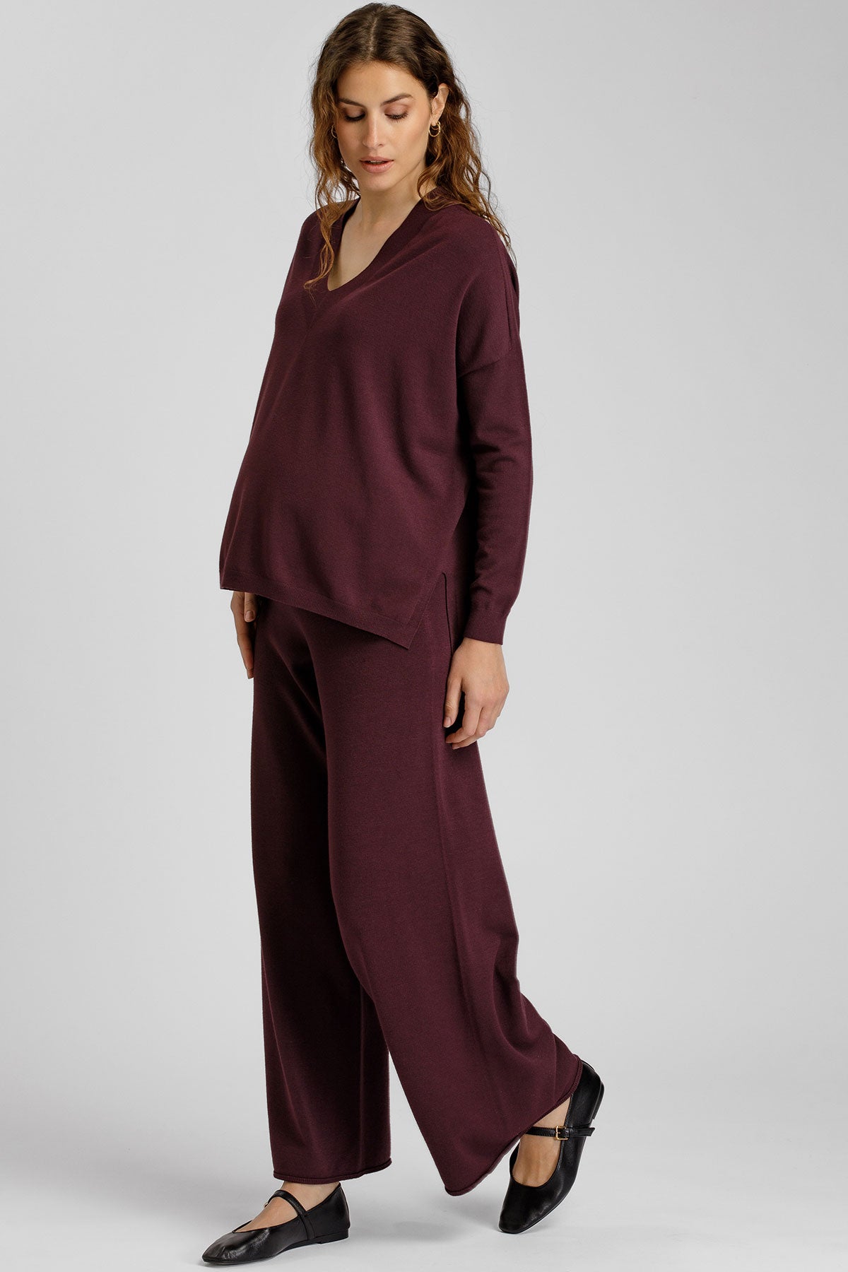 CAMELIA | Maglia Premaman Bordeaux con Scollo a V