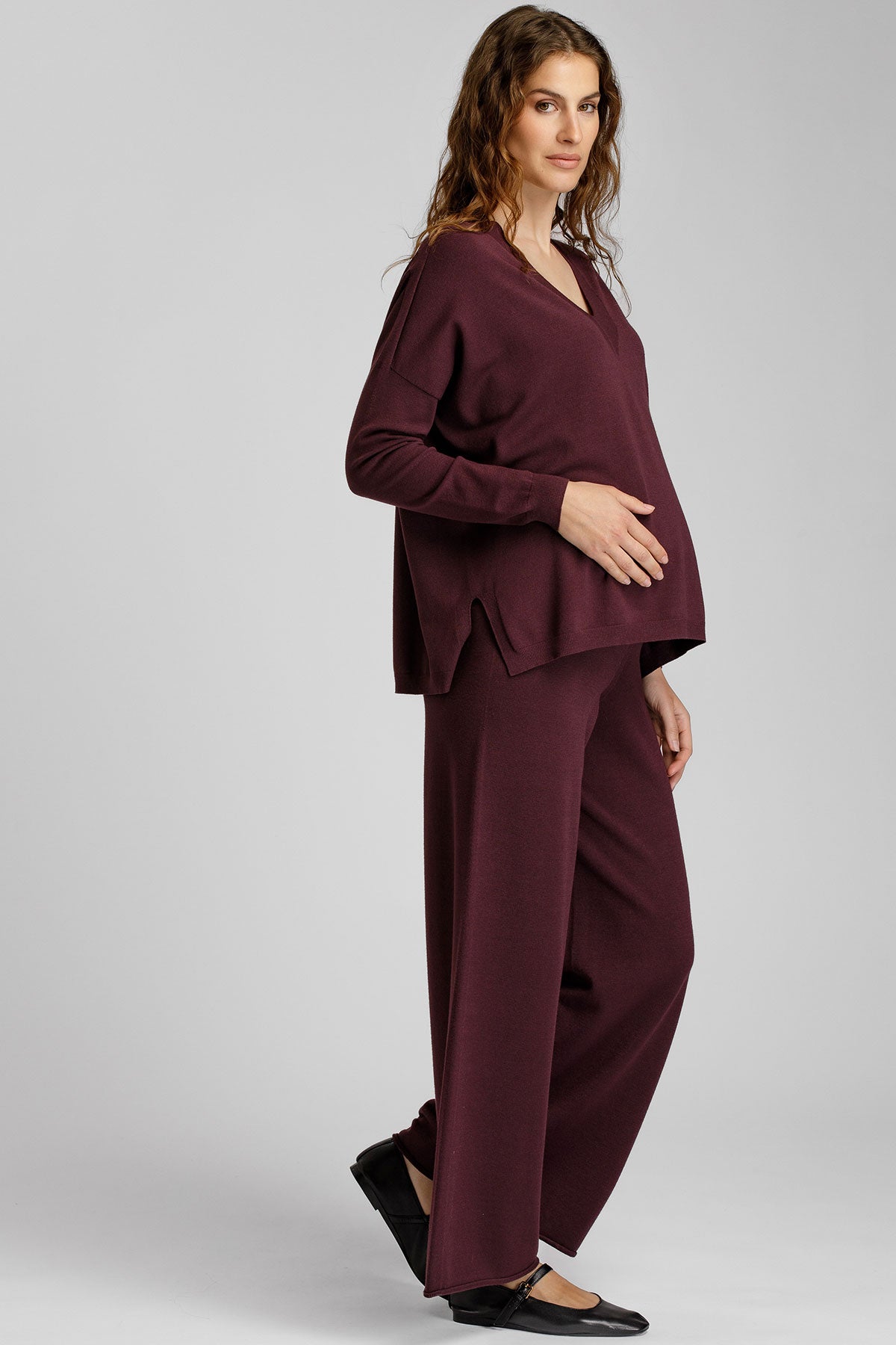 CAMELIA | Maglia Premaman Bordeaux con Scollo a V