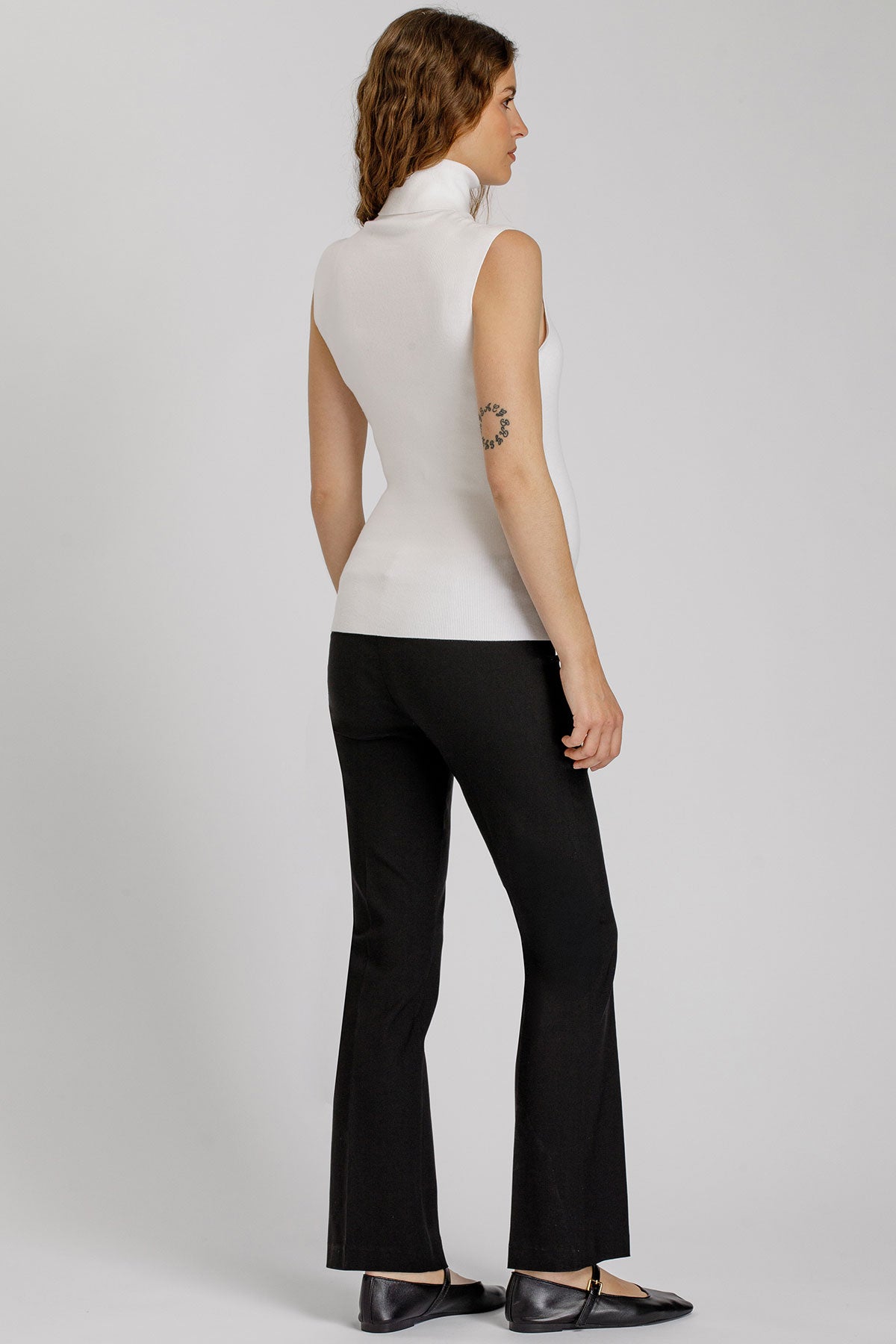 NANCY | Top Premaman Bianco Smanicato a Collo Alto