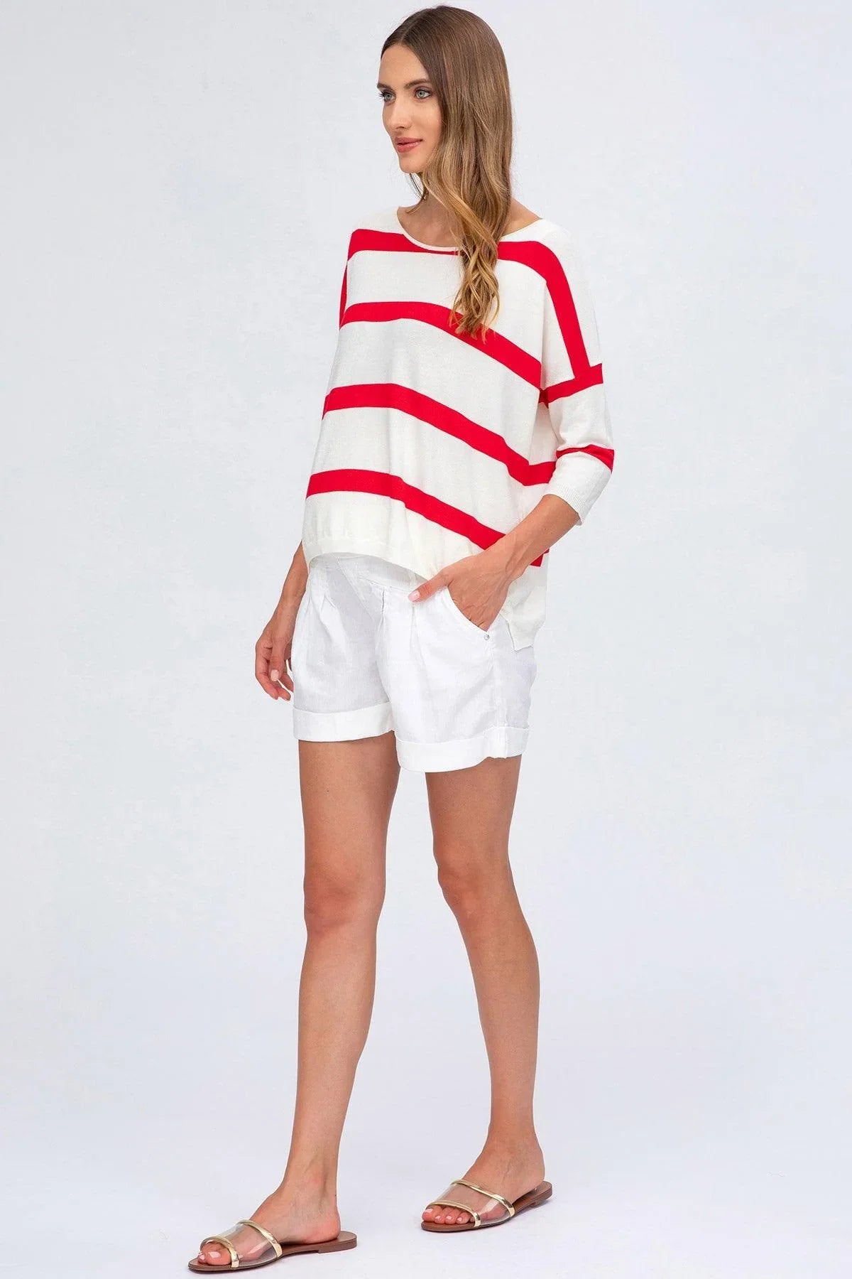 MINI SHORT IN LINO | Pantaloncini Premaman Bianchi - Pietro Brunelli