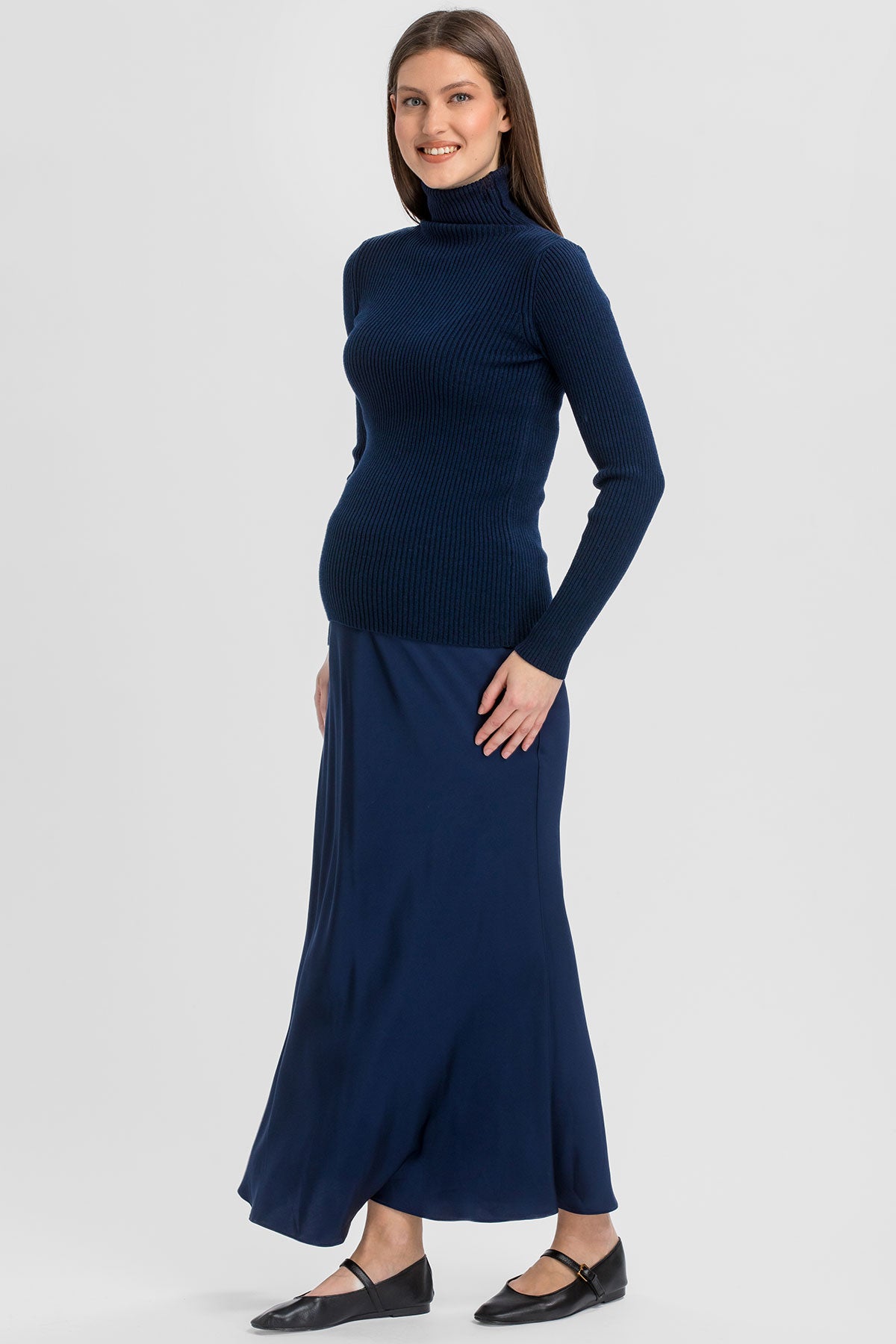ECLAT | Gonna Premaman Blu Lunga in Raso