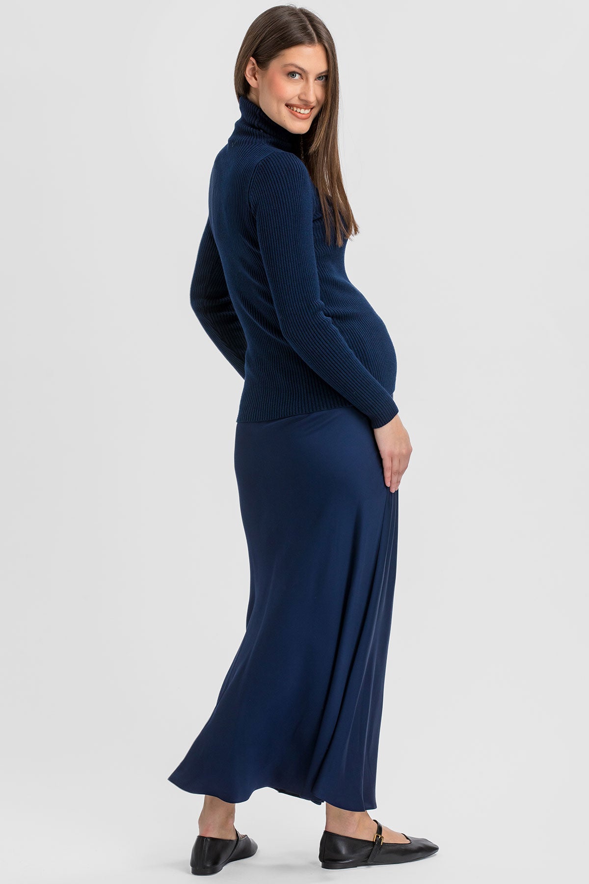 ECLAT | Gonna Premaman Blu Lunga in Raso