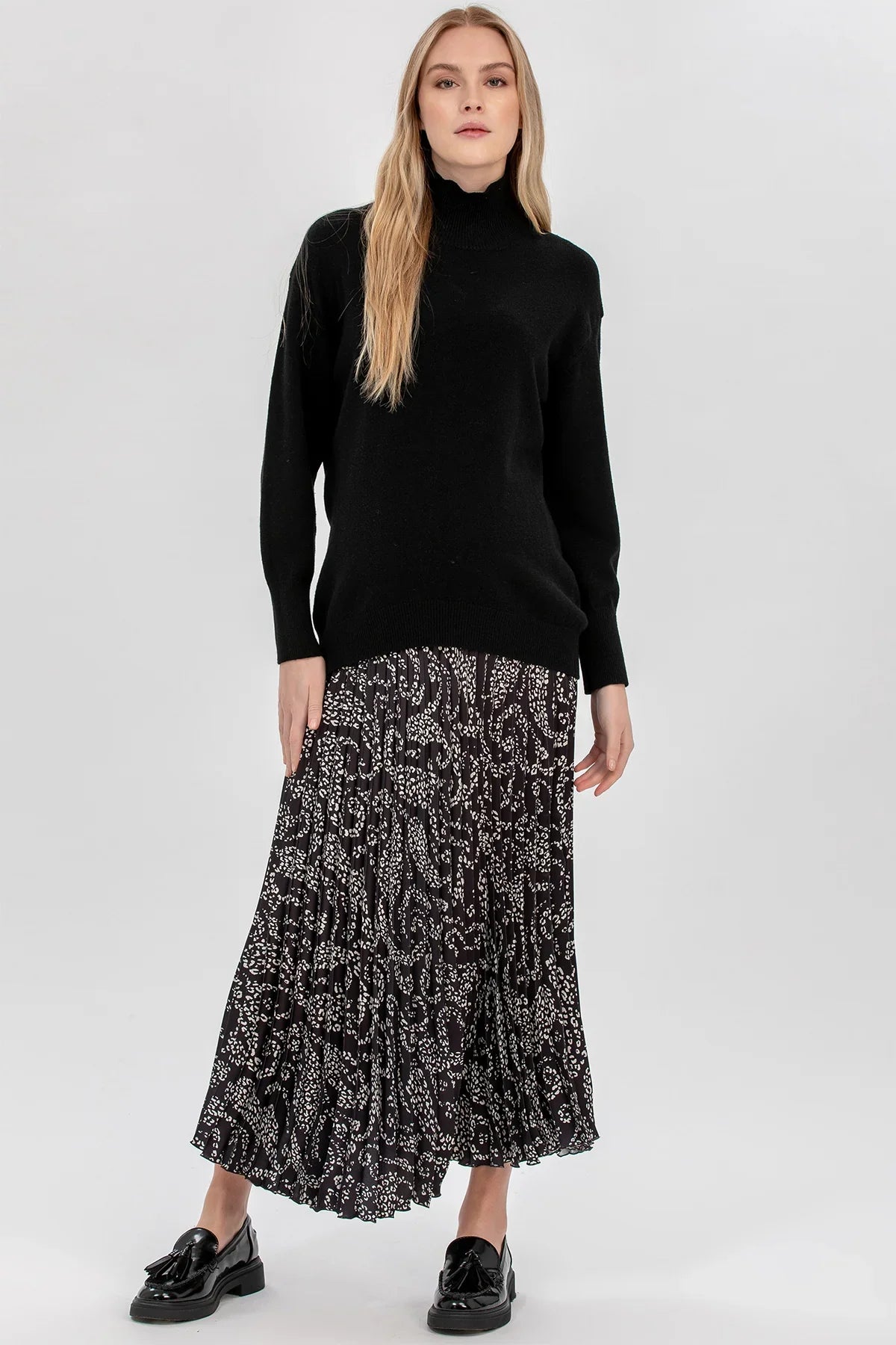 ANNABELLA QA64 | Gonna Premaman Plissé Lunga Stampata, Gonna Maxi Premaman Tznuit in tessuto non-trasparente, Tznius Maternity Skirt, Modest maternity skirt