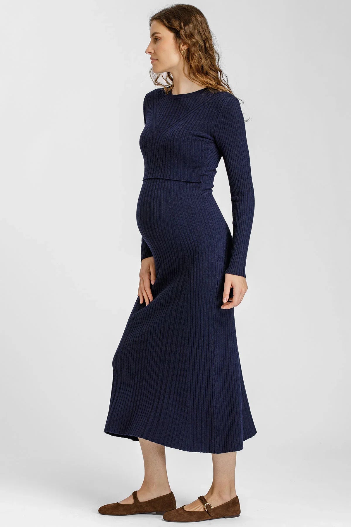 Abito Premaman e Allattamento Blu Navy a Costine