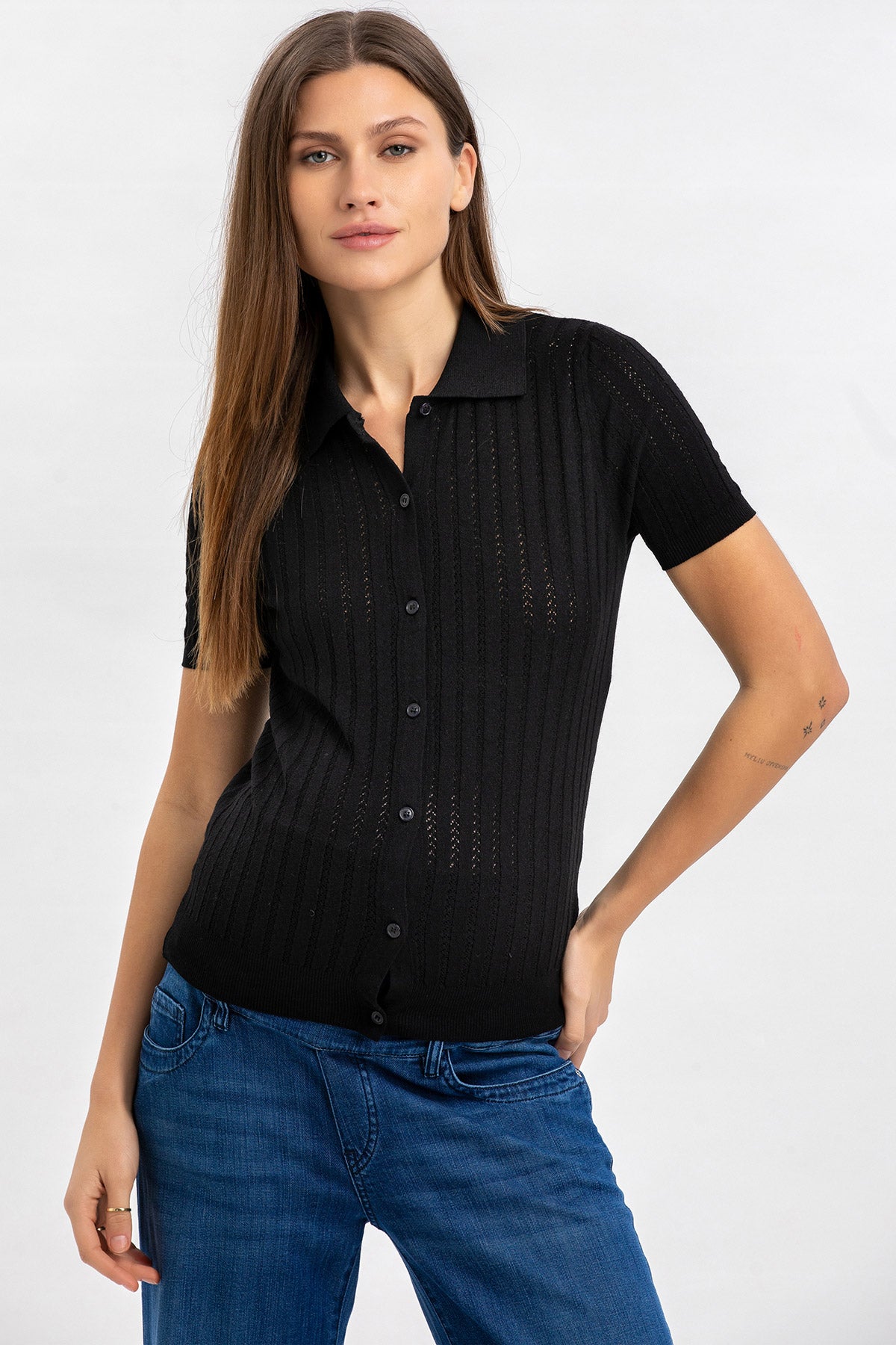 Maglia Premaman Nera con Colletto