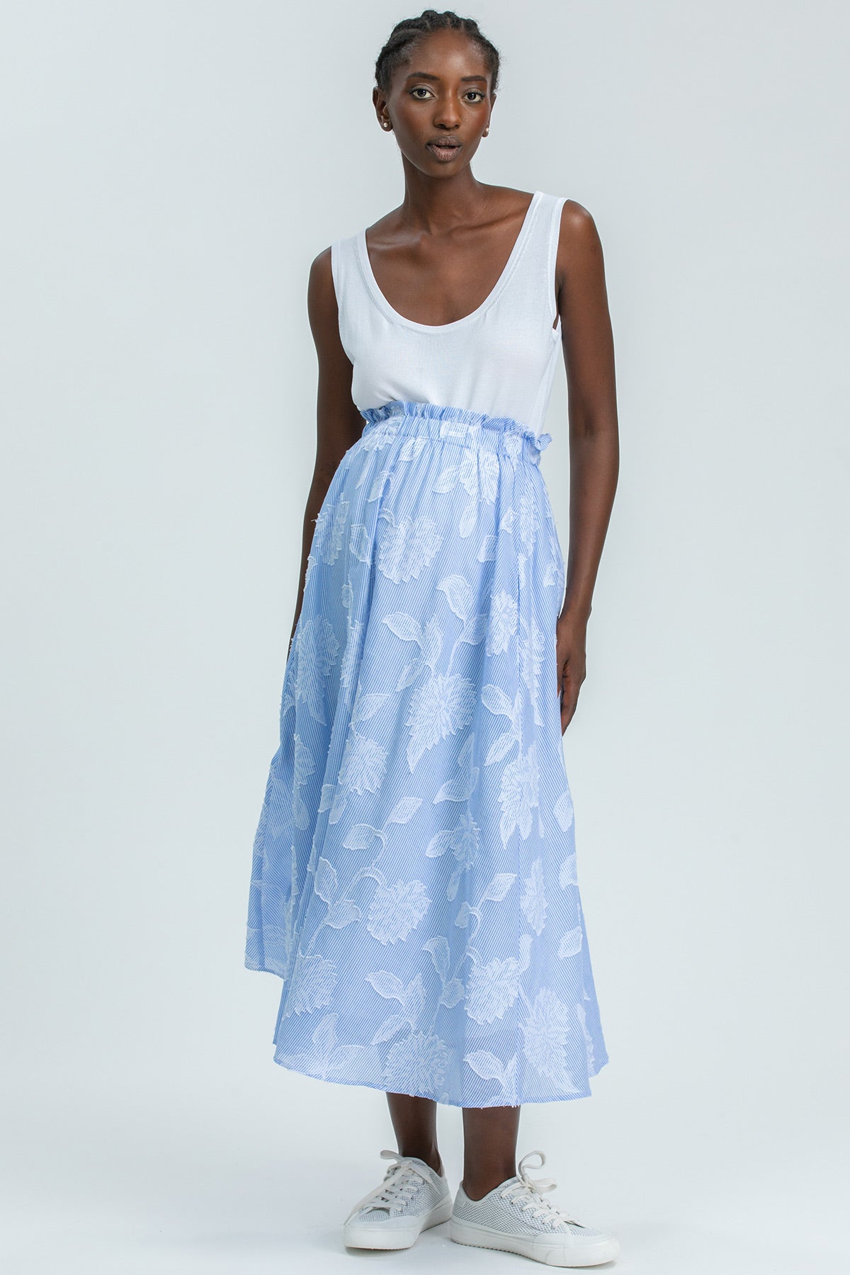 OLIVIA | Gonna Premaman Midi Stampata in Cotone