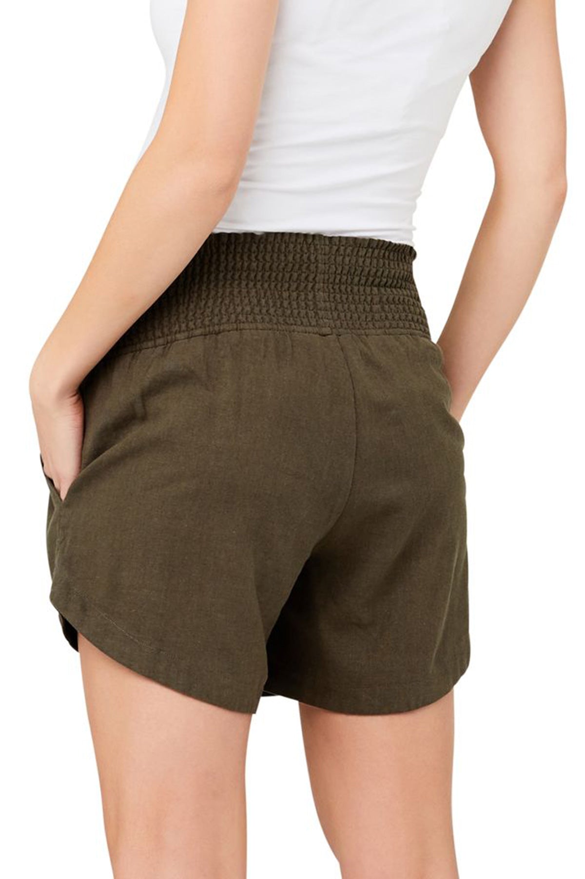 BYRON | Olive Maternity Linen Shorts