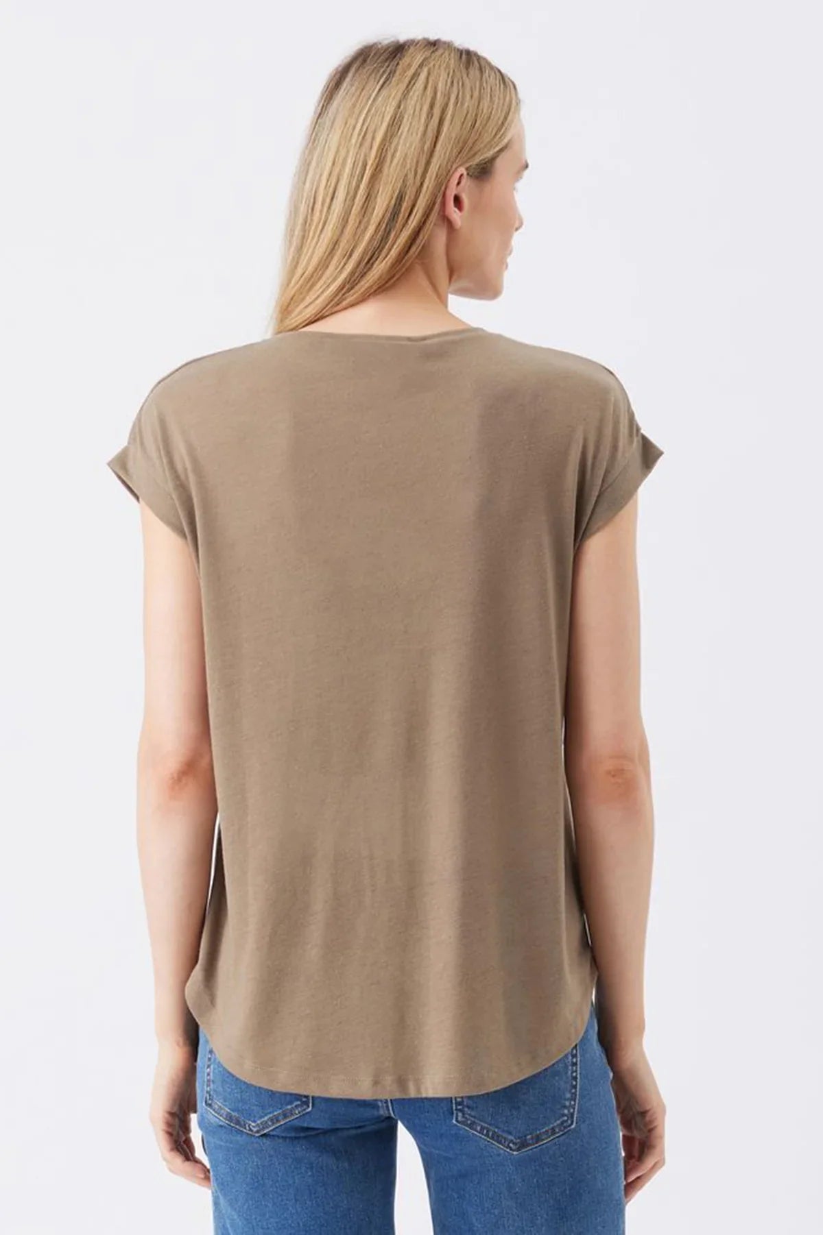 Vista posteriore di maglia premaman e allattamento verde di Ripe