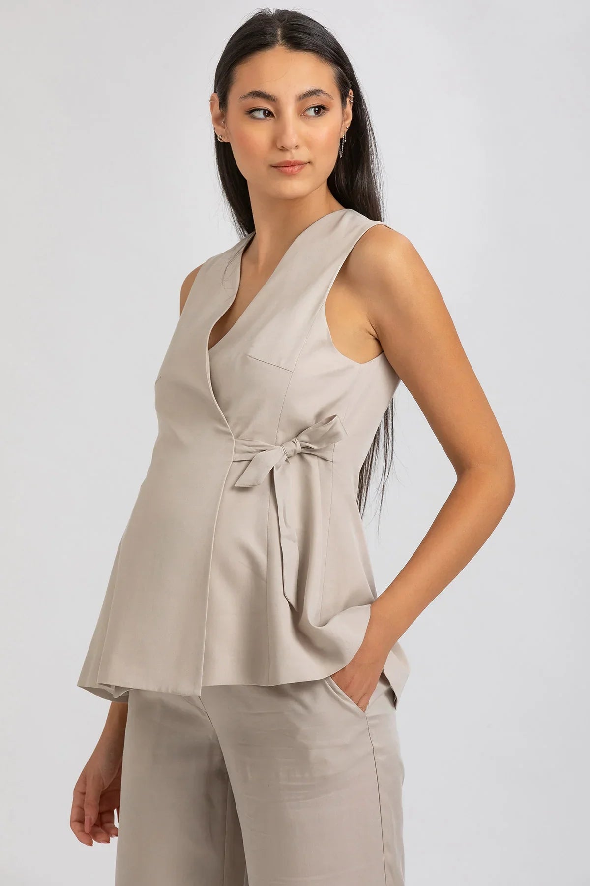 Gilet Premaman con chiusura kimono