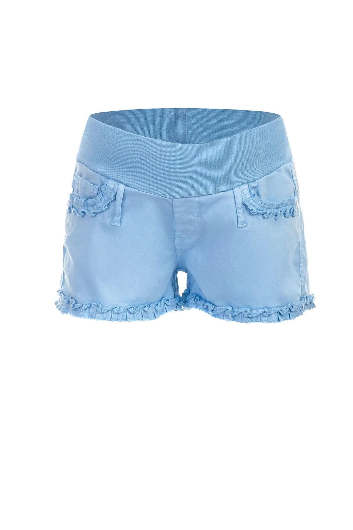 BONNIE MINI SHORTS AZZURO | Pantaloncini Premaman in Cotone - Pietro Brunelli