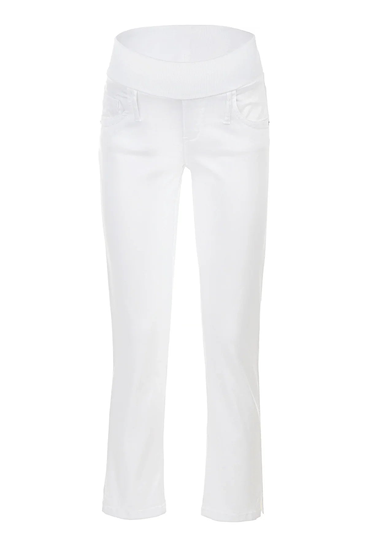 Pantaloni premaman Capri bianchi in cotone elasticizzato di Pietro Brunelli Maternity