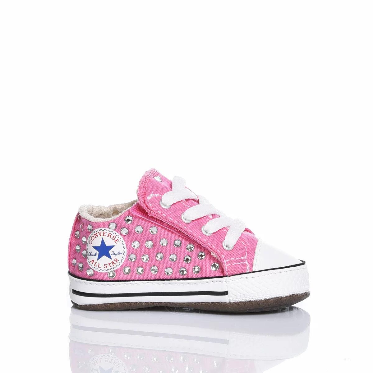 Scarpetta rosa neonata con strass, moda abbigliamento premaman e neonati