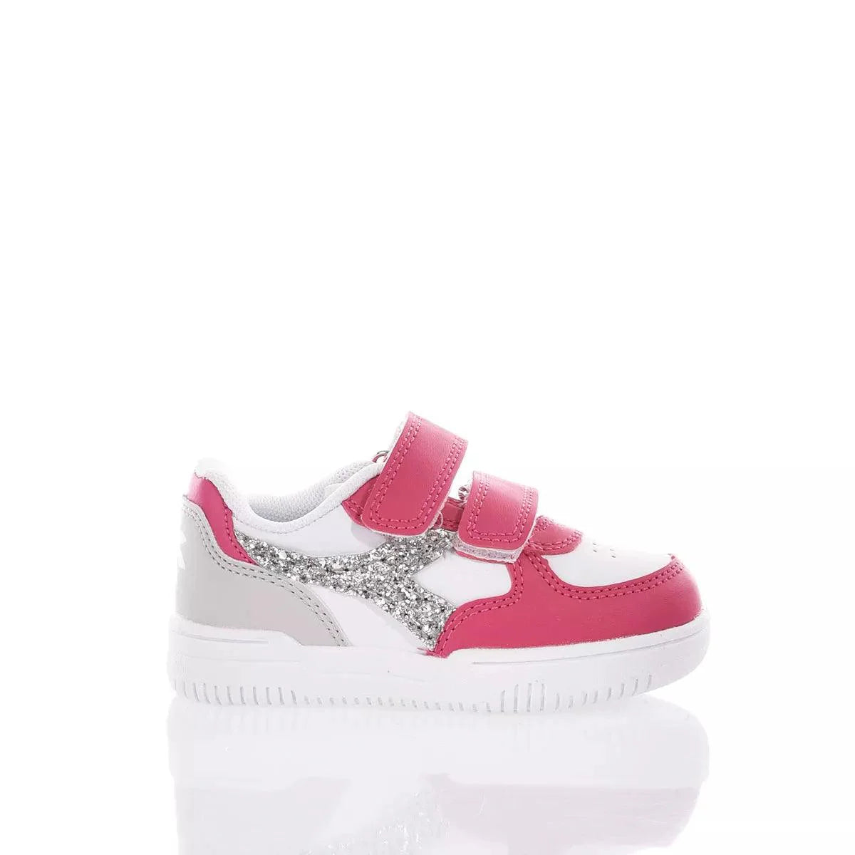 Scarpa bimba rosa e bianca con glitter perfetta per outfit premaman e neonata