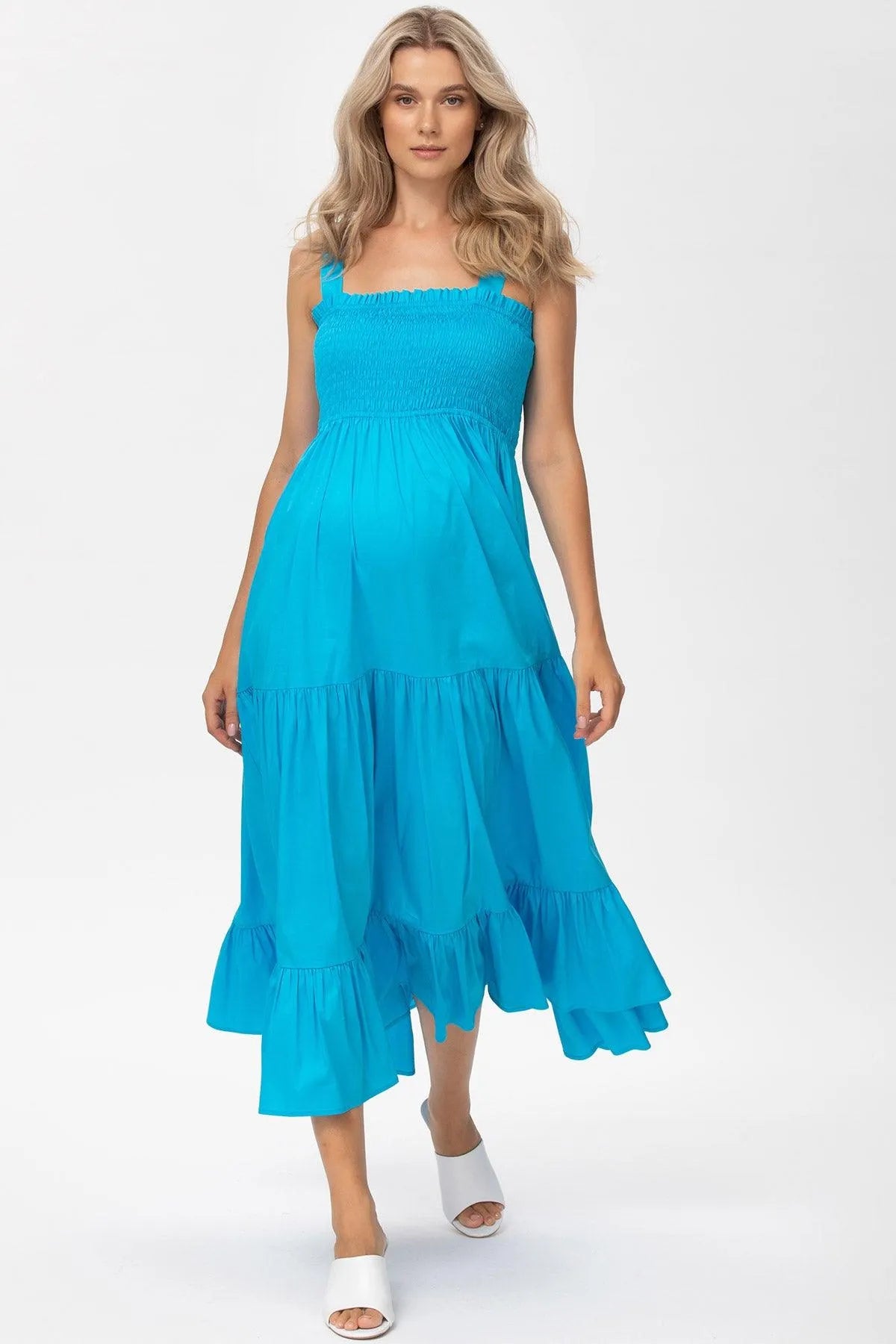 HOLLY | Abito Premaman Lungo in Cotone Blu - Pietro Brunelli