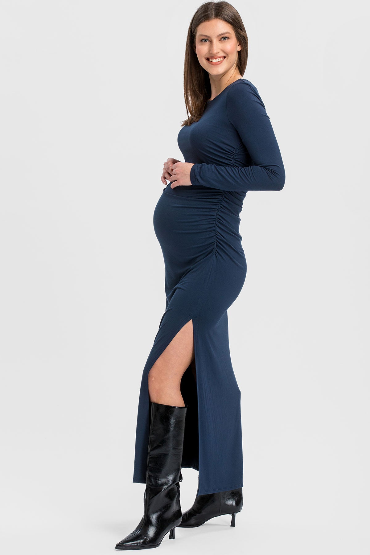 DAPHNE | Indigo Maternity Dress in Soft Bamboo Jersey