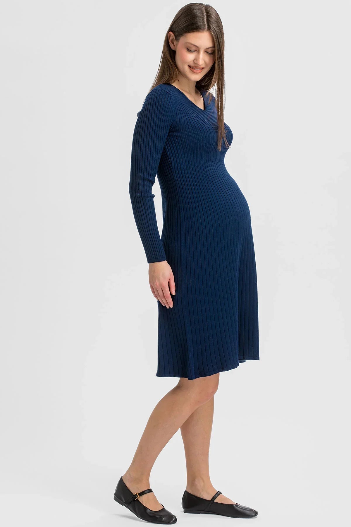 Abito Premaman Navy Svasato con Scollo a V