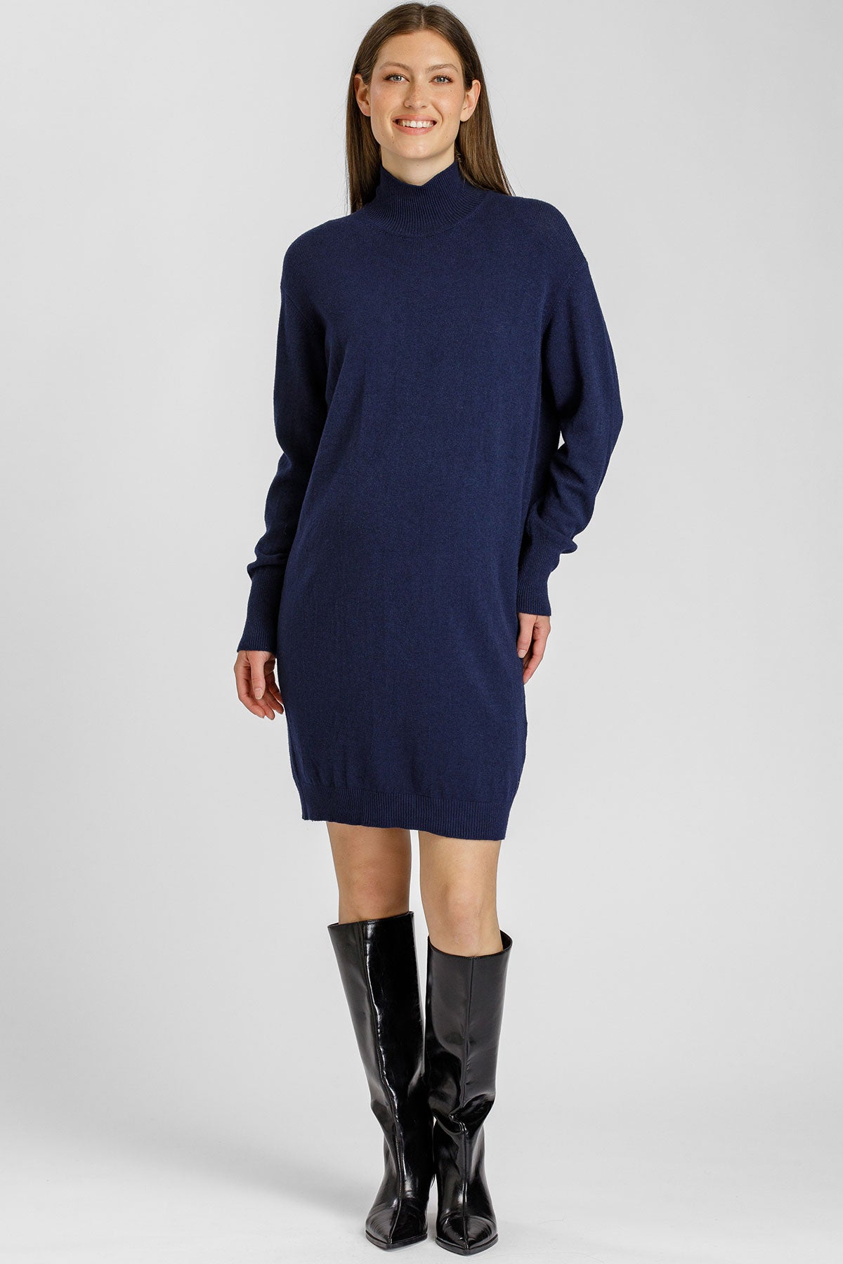 Mini Abito Premaman Navy con Maniche Lunghe
