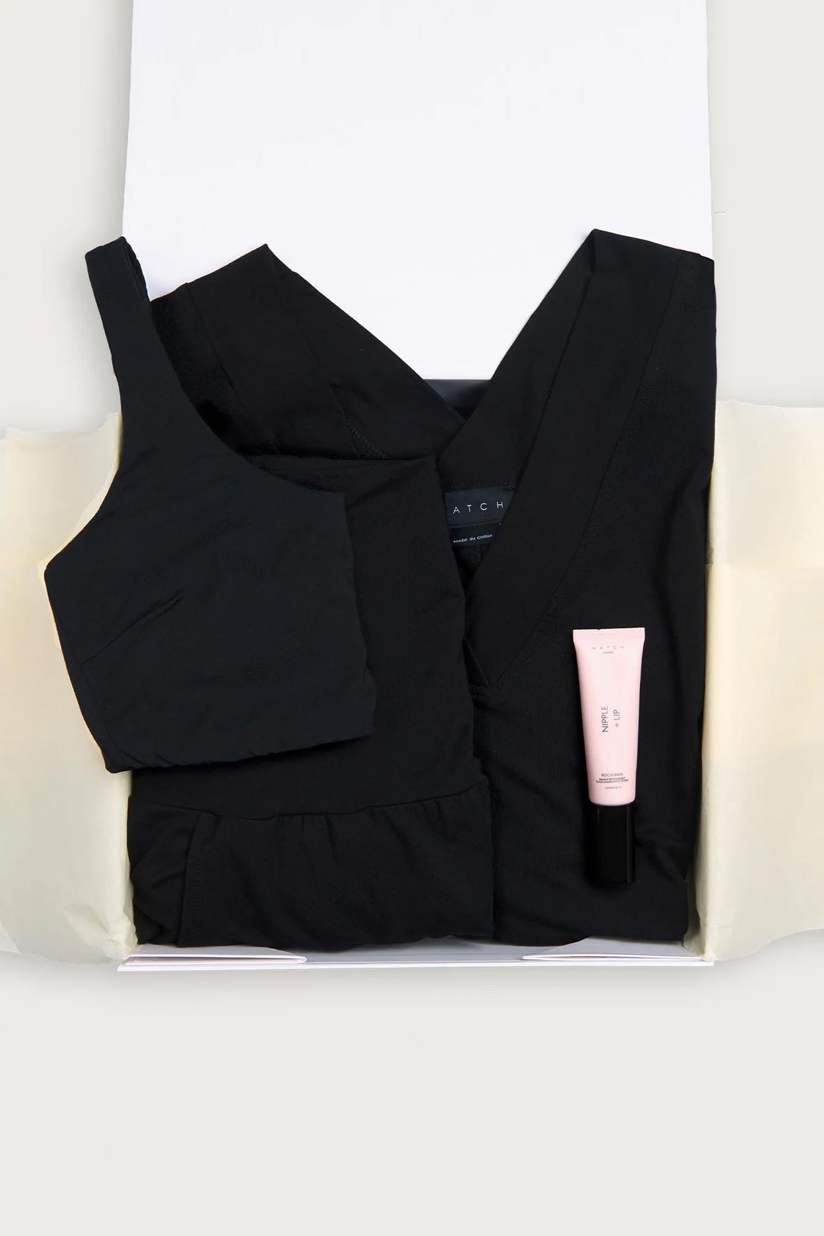 Set regalo abbigliamento premaman nero con canotta, abito e crema, vestiti maternità