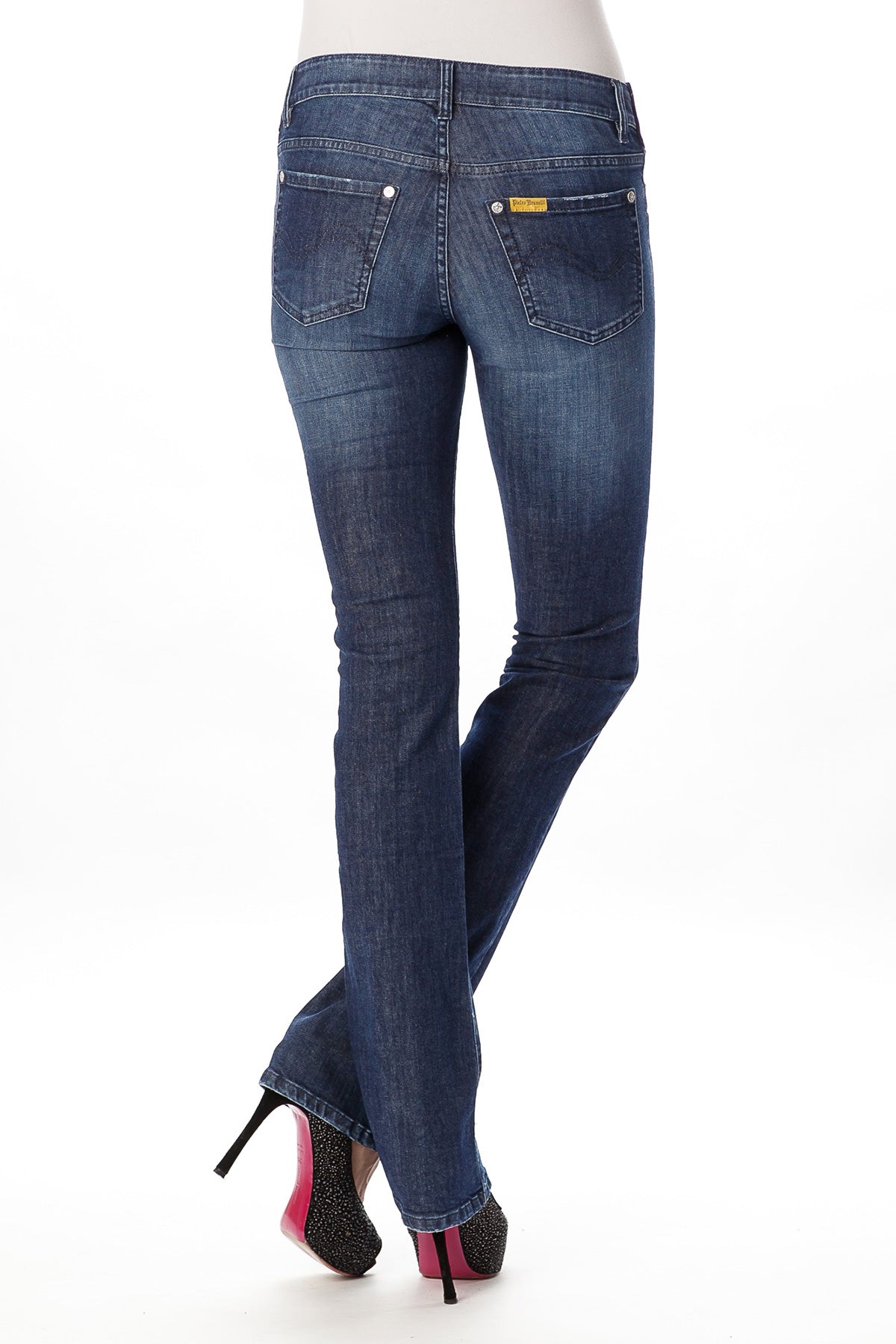 Jeans premaman elasticizzati blu scuro per gravidanza, vestibilità comoda e alla moda.