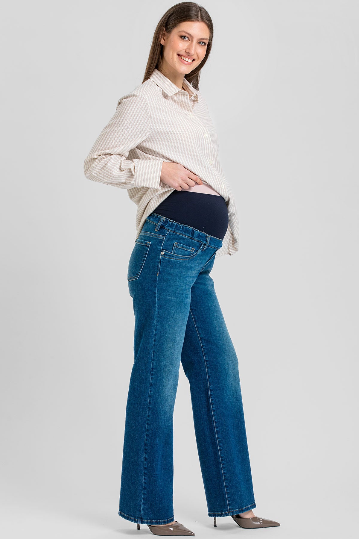 DAD JEANS WB33 | Широкие джинсы для беременных