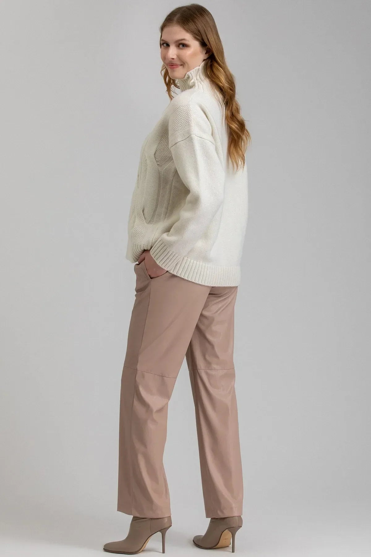 ROMEO | Pantaloni Premaman in Pelle Vegana Rosa - Pietro Brunelli