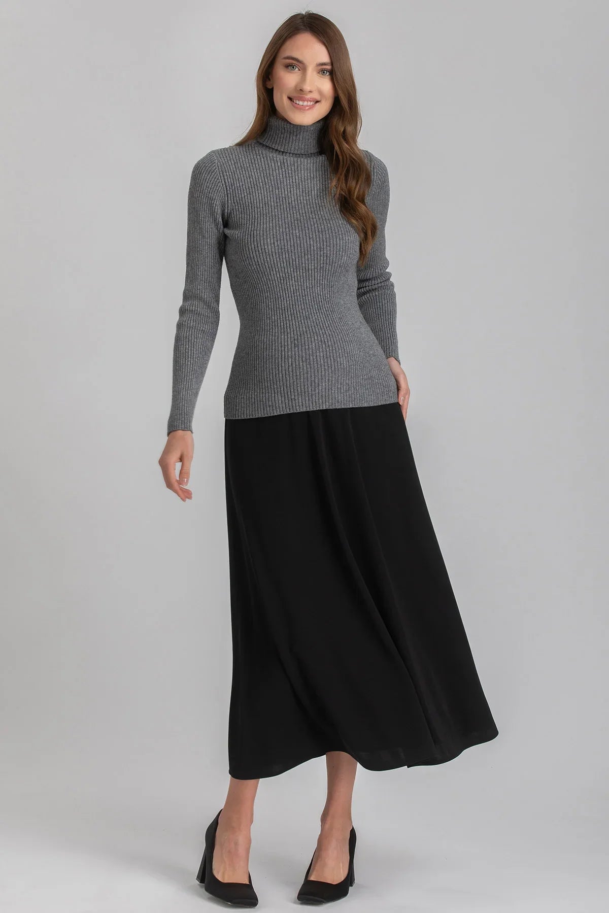BLUMA | Gonna Maxi Premaman Nera in tessuto non-trasparente, Tznius Maternity Skirt, Modest maternity dress