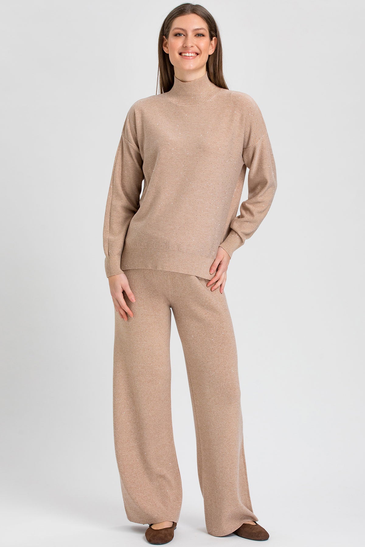 AURA | Maglia Premaman Beige con Dettagli Luminosi