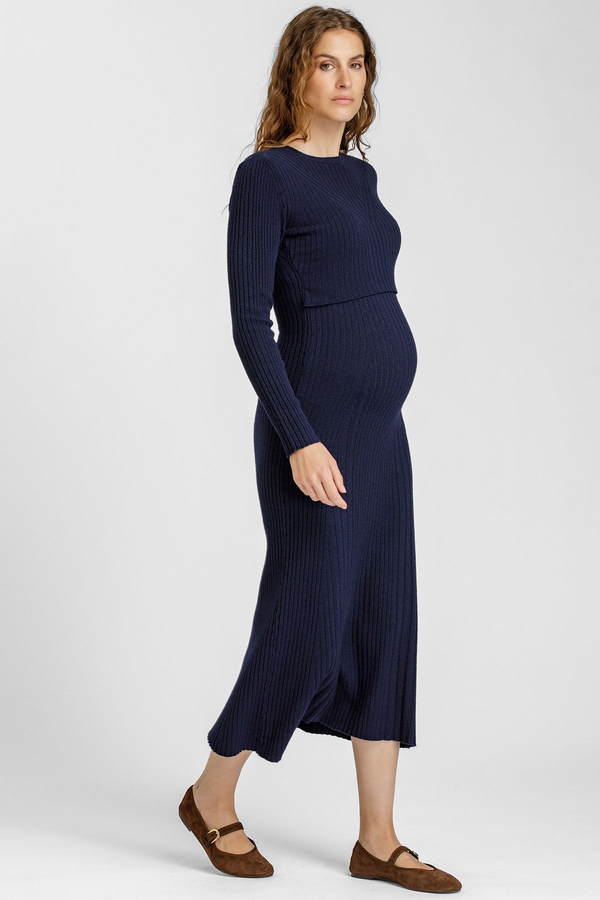 Abito Premaman e Allattamento Blu Navy a Costine