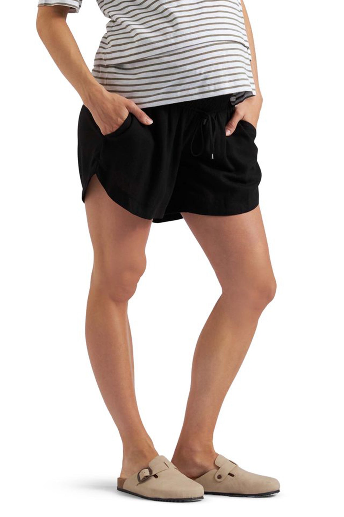 BYRON | Black Maternity Linen Shorts
