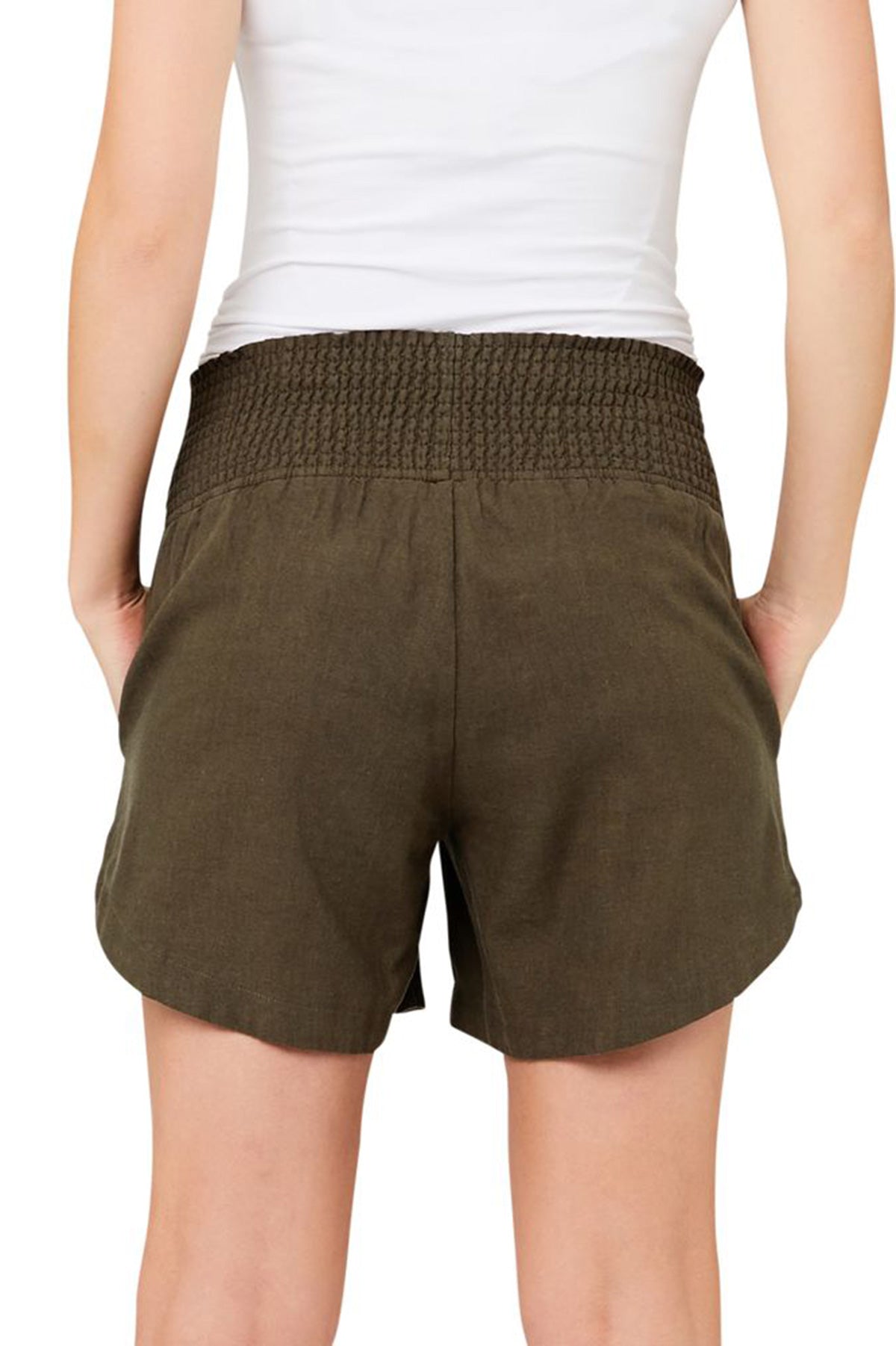 BYRON | Olive Maternity Linen Shorts