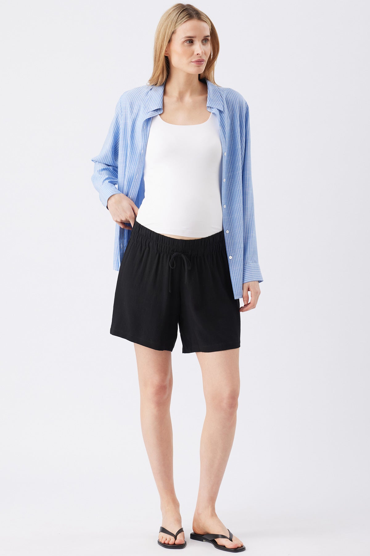 MAE | Shorts Premaman Neri in Lino