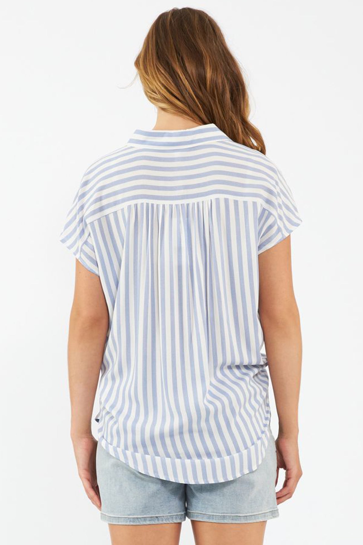 QUINN | Blue Stripe Maternity & Nursing Shirt