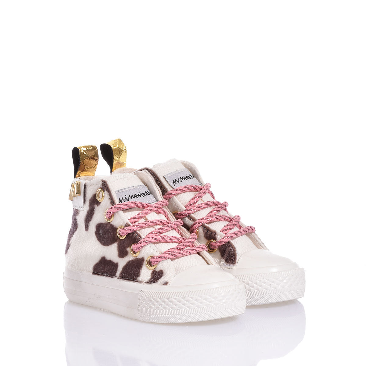 Sneakers bambina con motivo animalier, lacci rosa, ideali per abbigliamento premaman