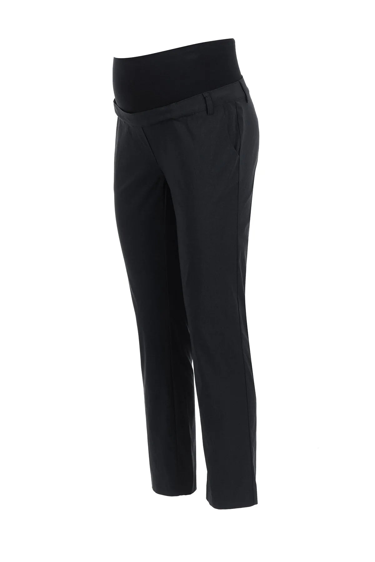 Pantaloni premaman neri eleganti con fascia elastica in vita, vestibilità comoda gravidanza